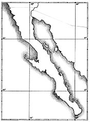 Map of Baja California peninsula with no names