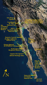 Imagen satelital con las áreas conservadas, ligas a versiones grandes.