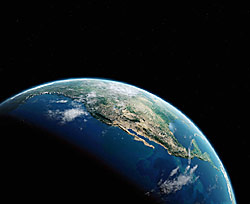 Satellite image of Earth showing Baja California peninsula © 2000 CinemaCorp of the Californias