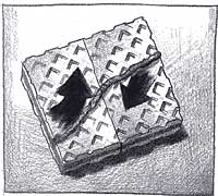 drawing of two wafer cookies being pushed together