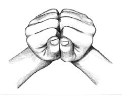 drawing of fists with knuckles together.