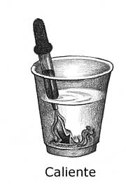 dibujo de un vaso que muestra efectos de colorante de comida en agua fría